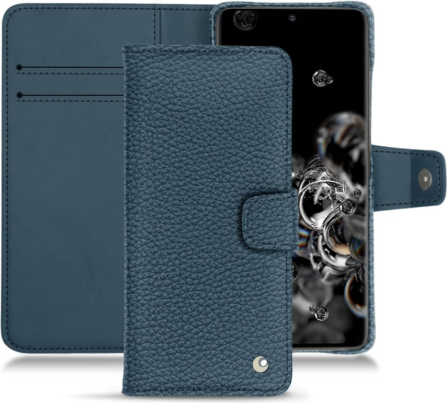 Noreve Lederschutzhülle Wallet (Galaxy S20+ 5G), Smartphone Hülle, Blau