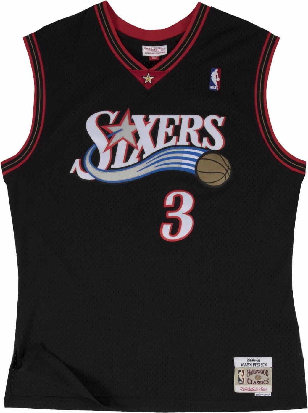 Mitchell & Ness, Herren, Sportshirt, Swingman Jersey Philadelphia 76Ers 200001 Allen Iverson (XL), Schwarz, XL