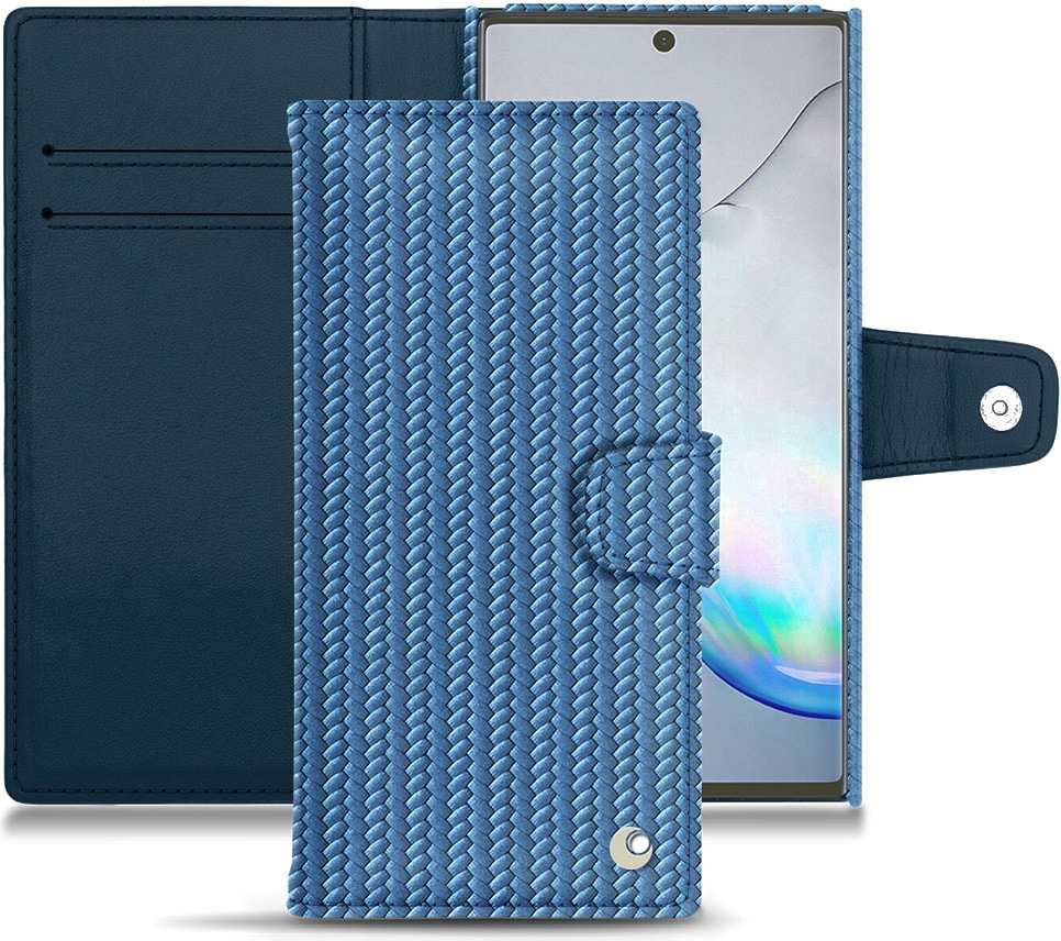 Noreve Lederschutzhülle Wallet (Galaxy Note 10+), Smartphone Hülle, Blau