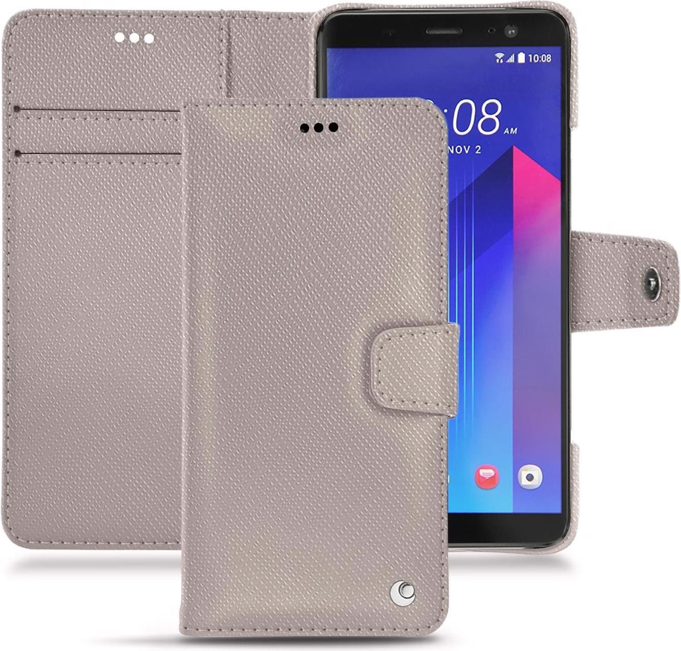 Noreve Lederschutzhülle Wallet (HTC U11+), Smartphone Hülle, Beige