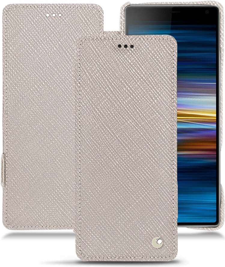 Noreve Lederschutzhülle horizontal (Sony Xperia 10 Plus), Smartphone Hülle, Beige