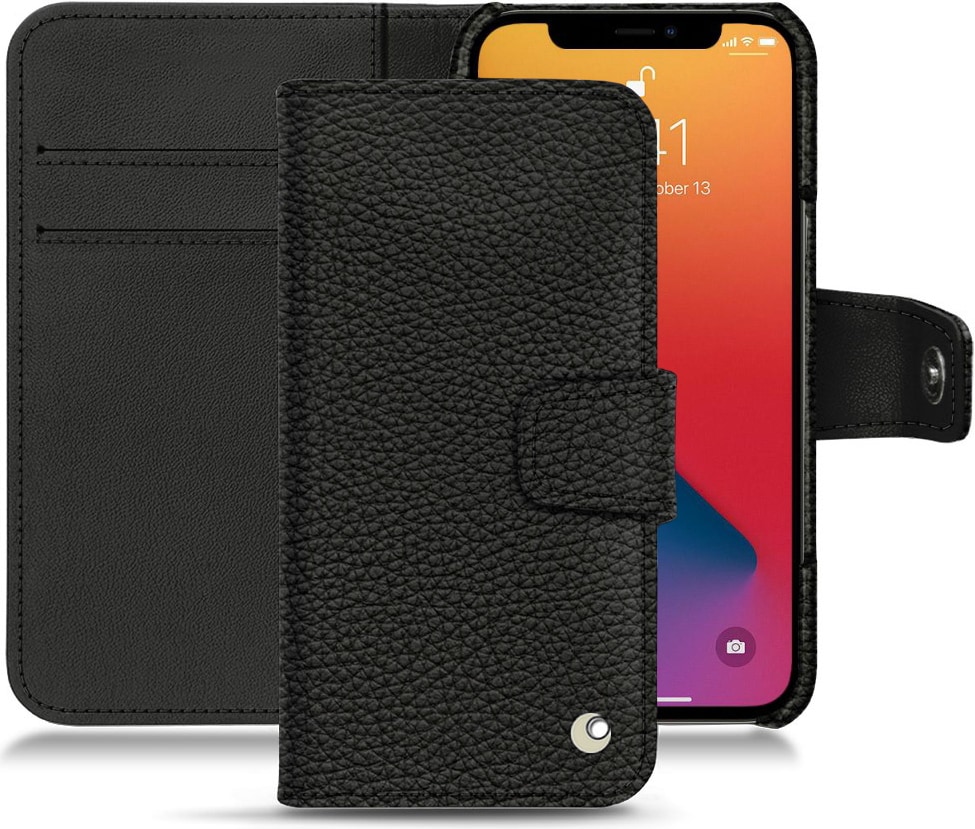 Noreve Lederschutzhülle Wallet (iPhone 13 Pro), Smartphone Hülle, Schwarz