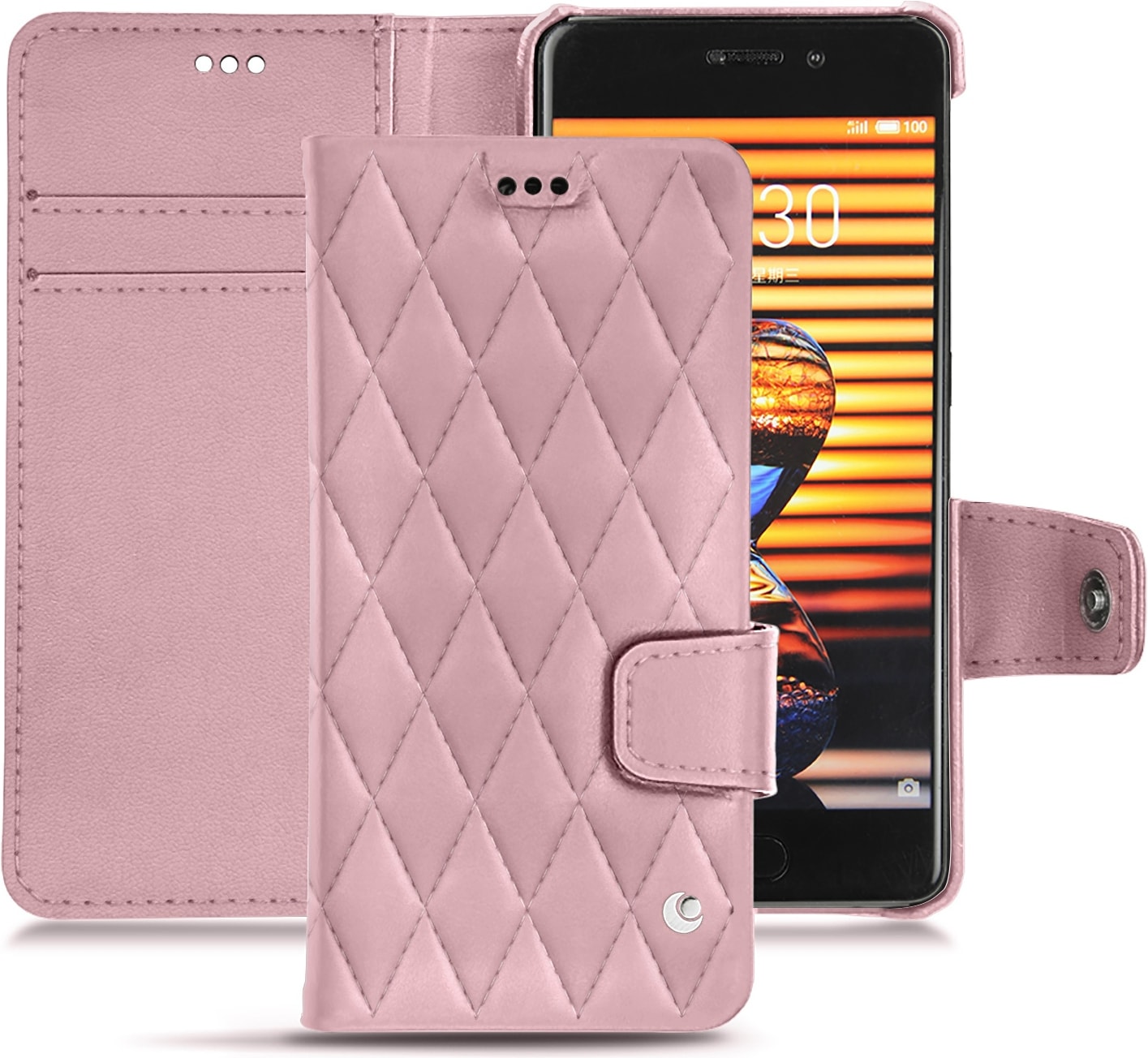 Noreve Lederschutzhülle Wallet (Meizu Pro 7), Smartphone Hülle, Rosa