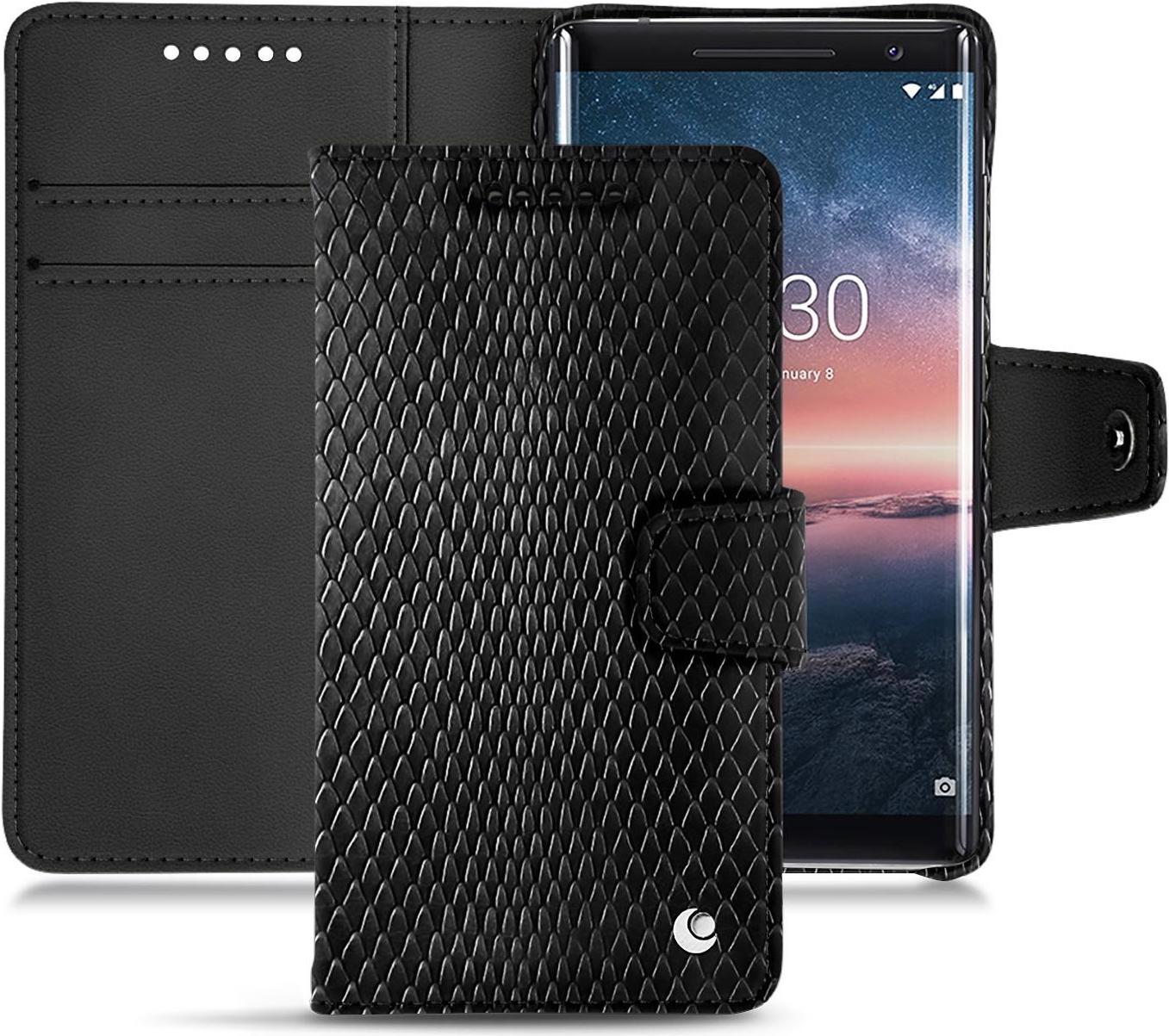 Noreve Lederschutzhülle Wallet (Nokia 8 Sirocco), Smartphone Hülle, Schwarz