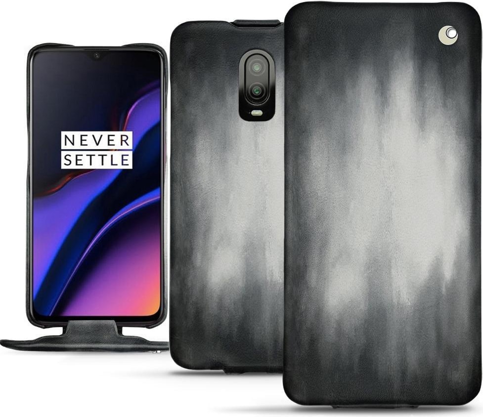 Noreve Lederschutzhülle vertikal (OnePlus 6T), Smartphone Hülle, Grau