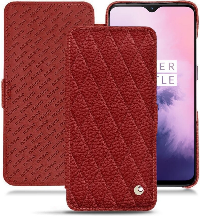 Noreve Lederschutzhülle horizontal (OnePlus 7), Smartphone Hülle, Rot