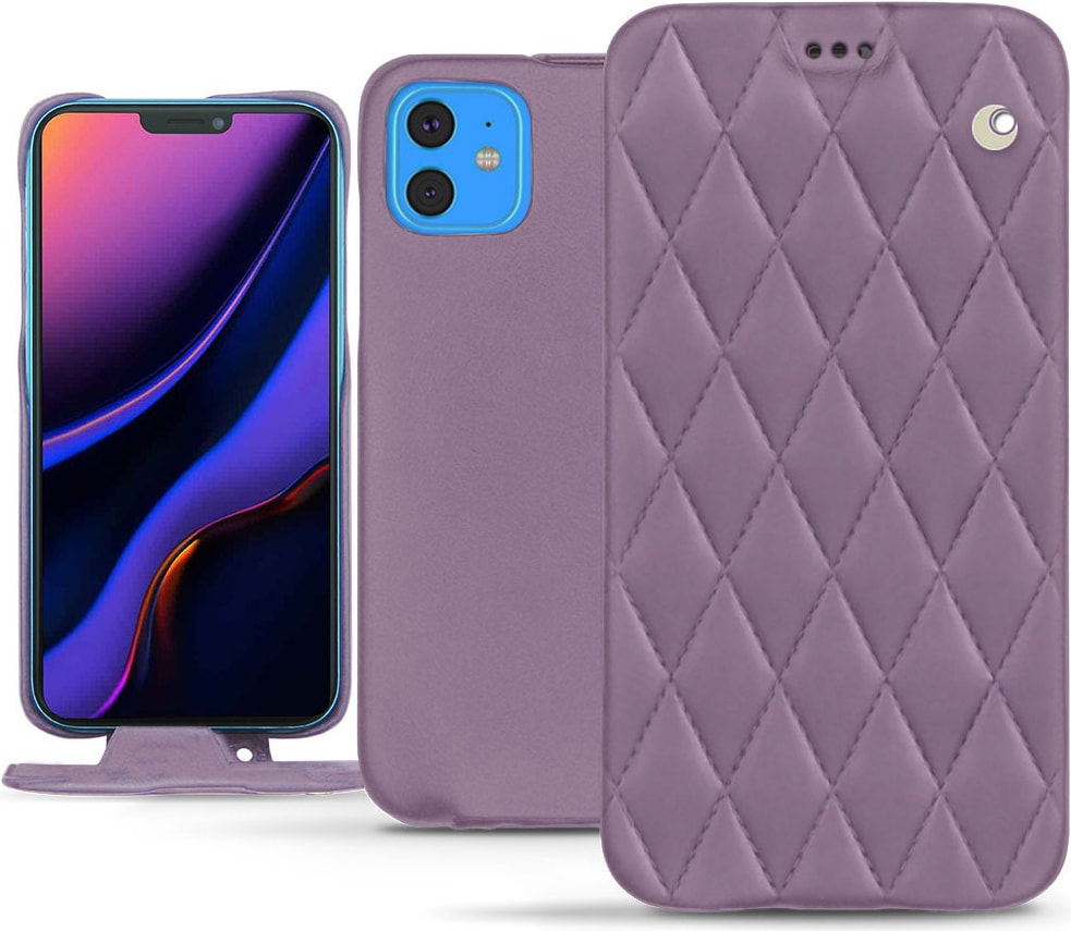 Noreve Lederschutzhülle vertikal (iPhone 11), Smartphone Hülle, Violett