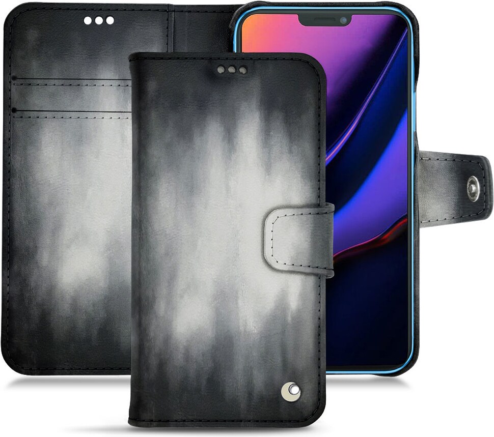 Noreve Lederschutzhülle Wallet (iPhone 11), Smartphone Hülle, Grau