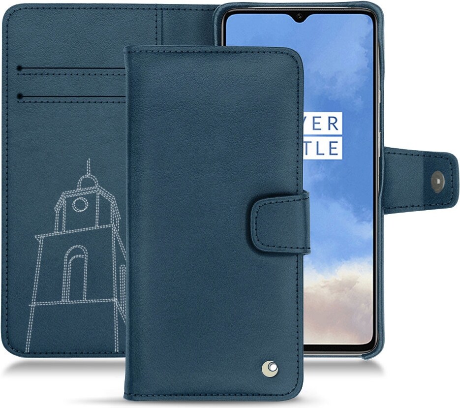 Noreve Lederschutzhülle Wallet (OnePlus 7T), Smartphone Hülle, Blau