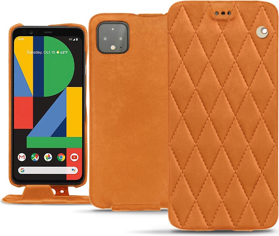 Noreve Lederschutzhülle vertikal (Google Pixel 4), Smartphone Hülle, Orange