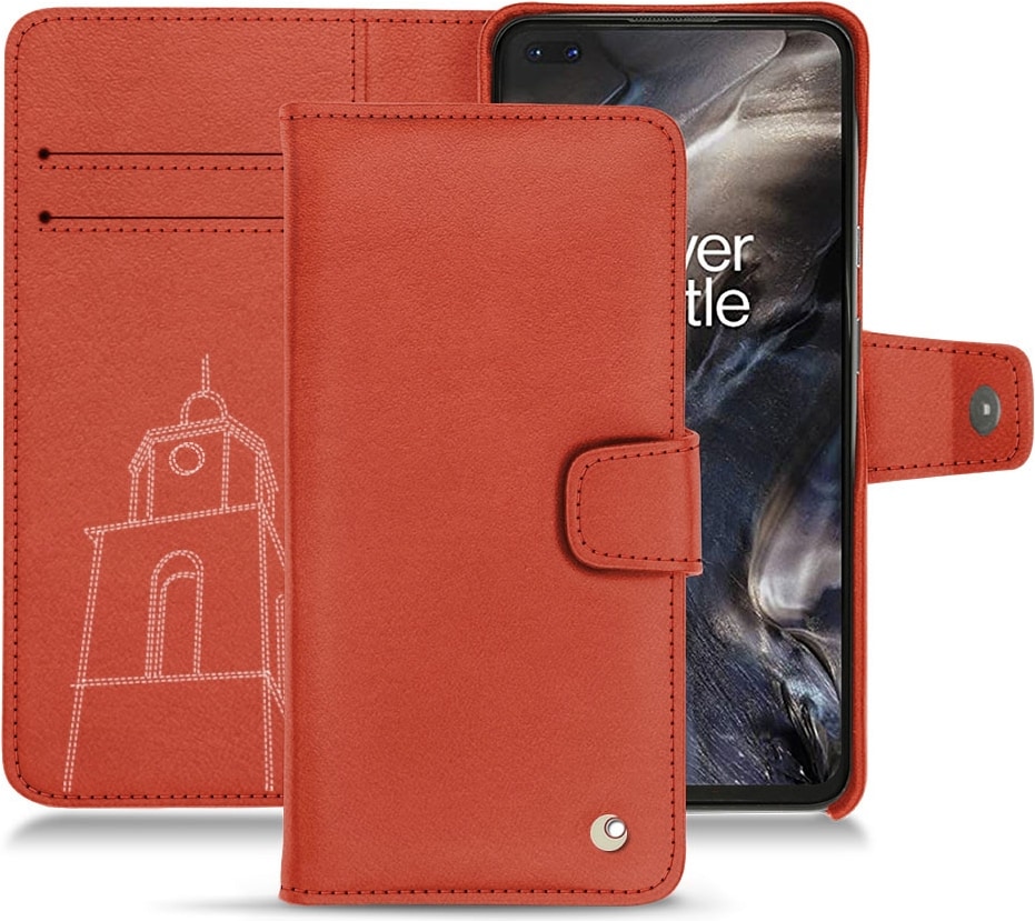 Noreve Lederschutzhülle Wallet (OnePlus Nord), Smartphone Hülle, Orange