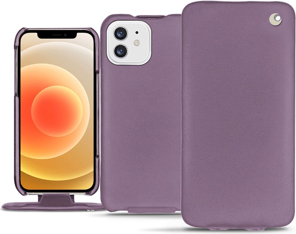 Noreve Lederschutzhülle vertikal (iPhone 12), Smartphone Hülle, Violett