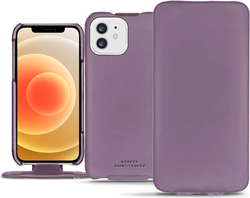 Noreve Lederschutzhülle vertikal (iPhone 12 Mini), Smartphone Hülle, Violett