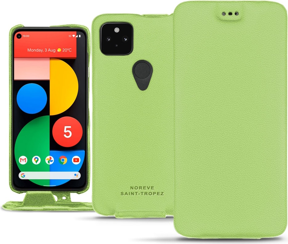 Noreve Lederschutzhülle vertikal (Pixel 5), Smartphone Hülle, Grün