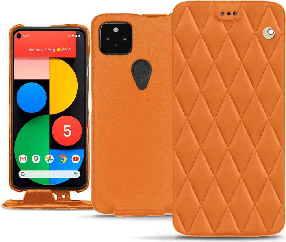 Noreve Lederschutzhülle vertikal (Pixel 5), Smartphone Hülle, Orange