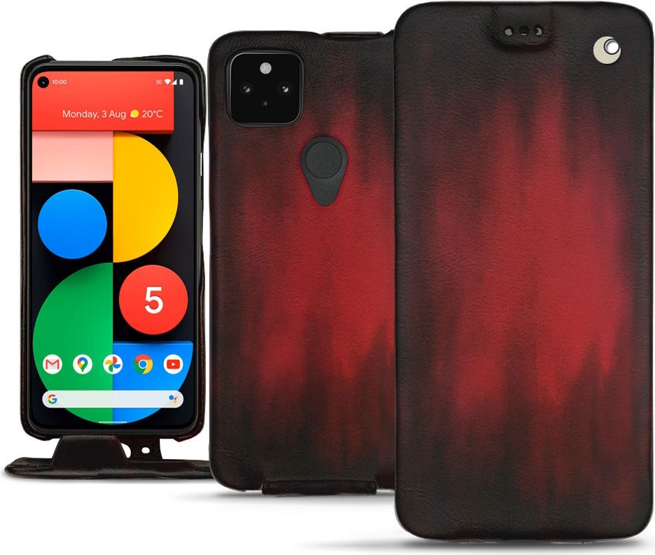 Noreve Lederschutzhülle vertikal (Pixel 5), Smartphone Hülle, Rot