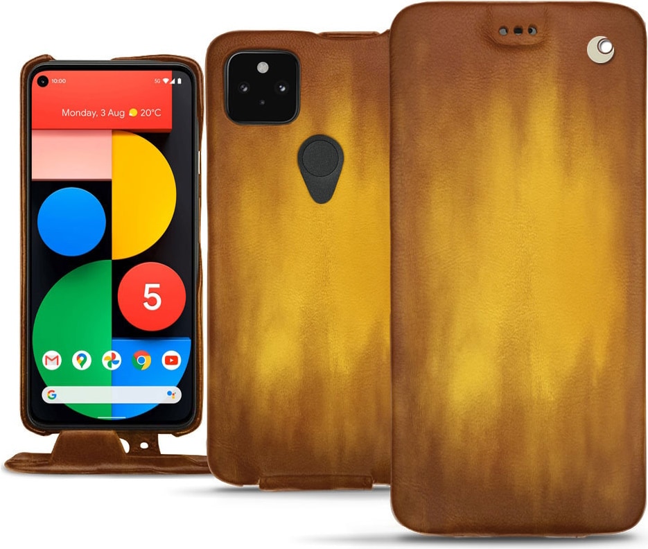 Noreve Lederschutzhülle vertikal (Pixel 5), Smartphone Hülle, Gold