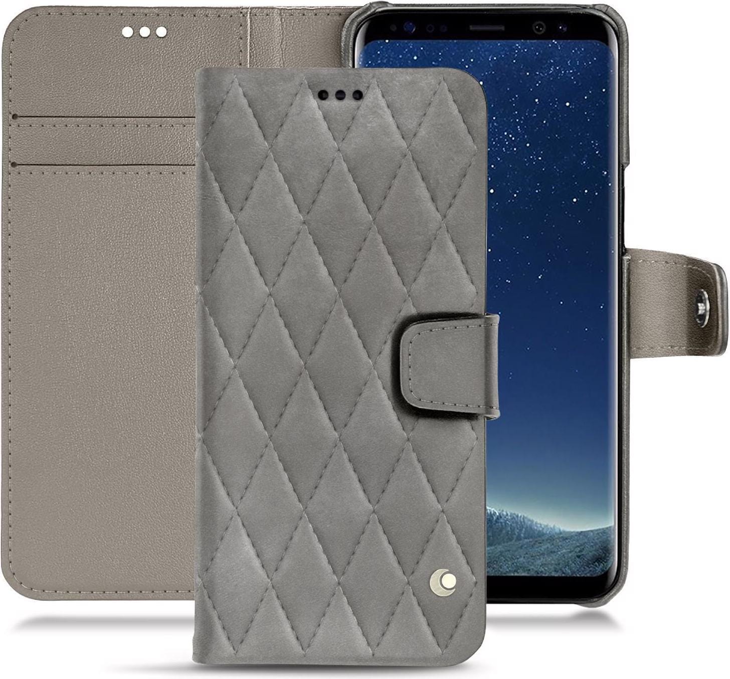 Noreve Lederschutzhülle Wallet (Galaxy S8), Smartphone Hülle, Grau