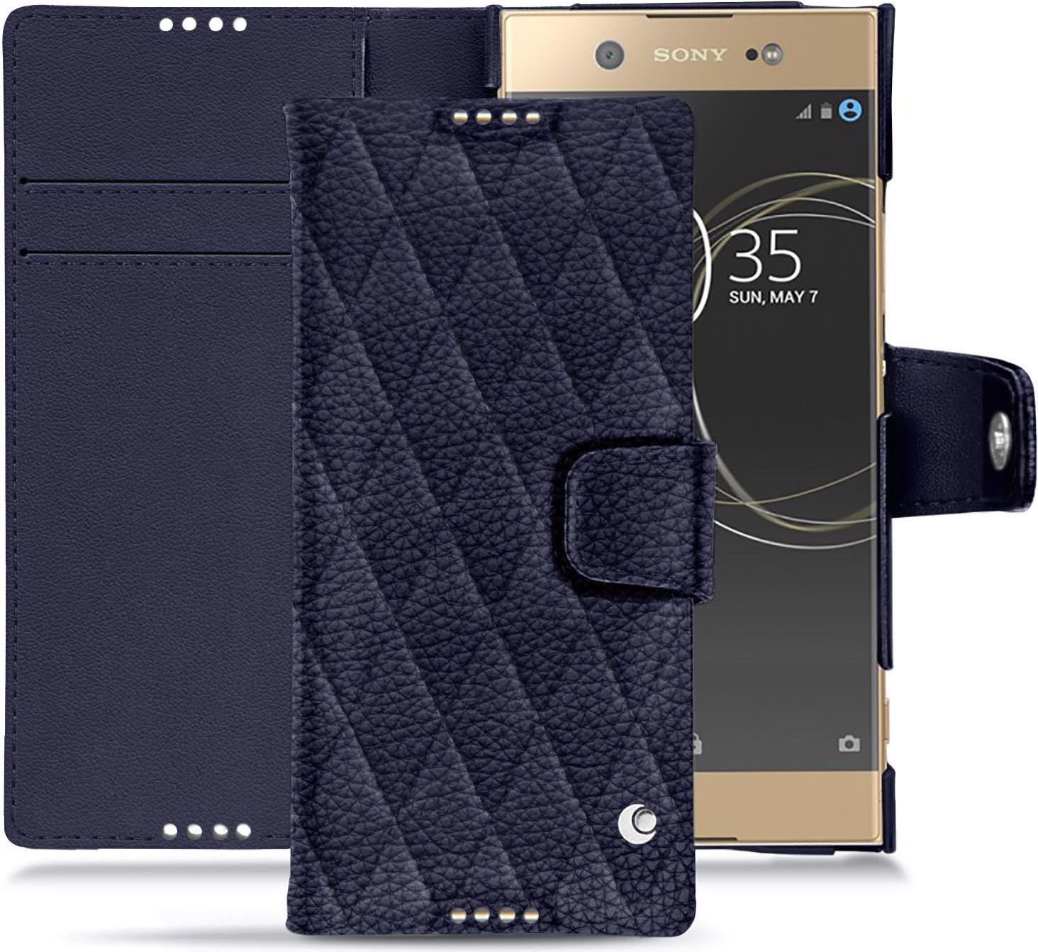 Noreve Lederschutzhülle Wallet (Sony Xperia XA1 Ultra), Smartphone Hülle, Violett