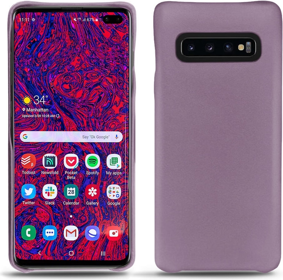 Noreve Lederschutzhülle (Galaxy S10+), Smartphone Hülle, Violett