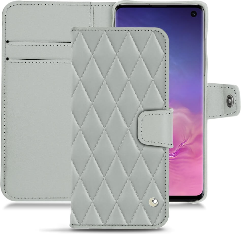 Noreve Lederschutzhülle Wallet (Galaxy S10), Smartphone Hülle, Grau