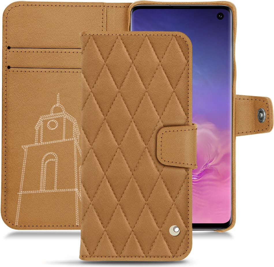 Noreve Lederschutzhülle Wallet (Galaxy S10), Smartphone Hülle, Braun