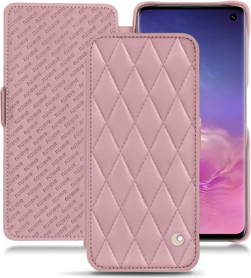 Noreve Lederschutzhülle horizontal (Samsung Galaxy S10), Smartphone Hülle, Rosa