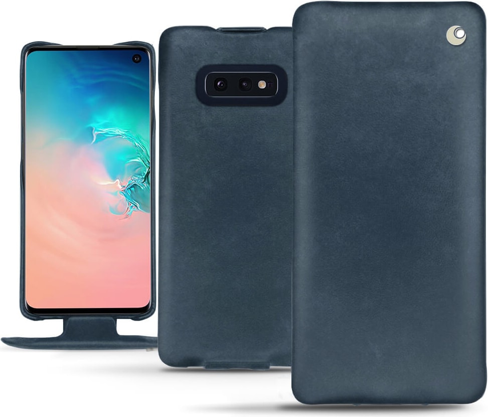 Noreve Lederschutzhülle vertikal (Galaxy S10e), Smartphone Hülle, Blau