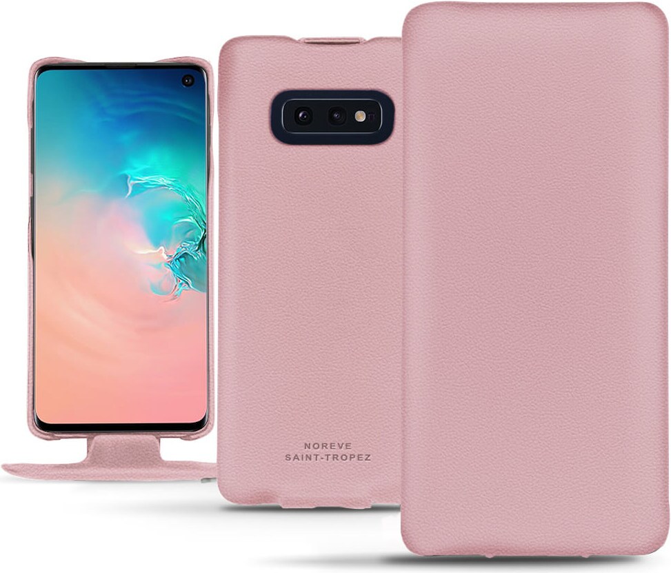 Noreve Lederschutzhülle vertikal (Galaxy S10e), Smartphone Hülle, Rosa