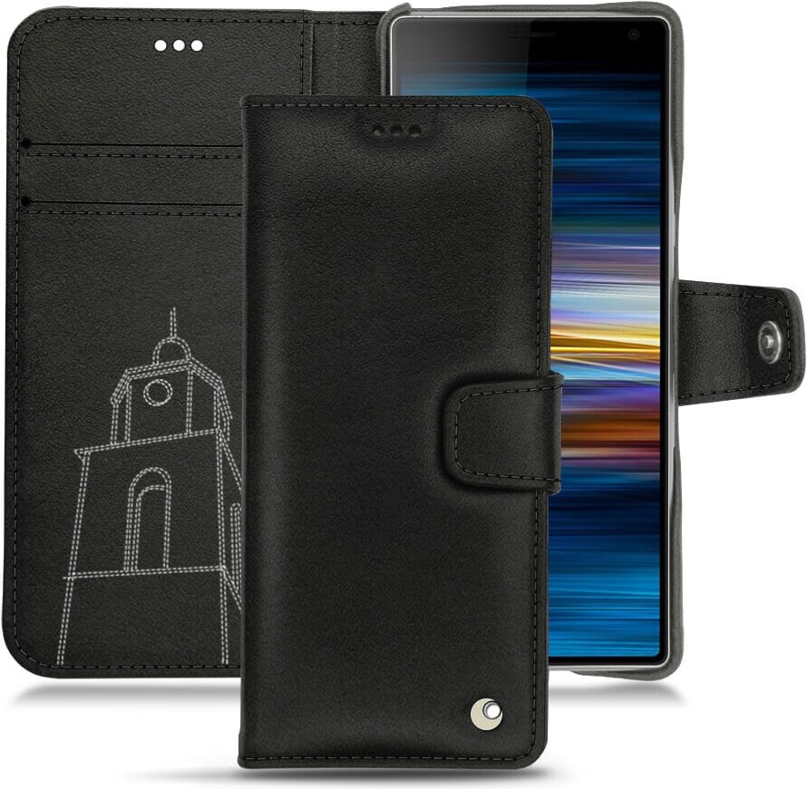 Noreve Lederschutzhülle Wallet (Sony Xperia 10 Plus), Smartphone Hülle, Schwarz