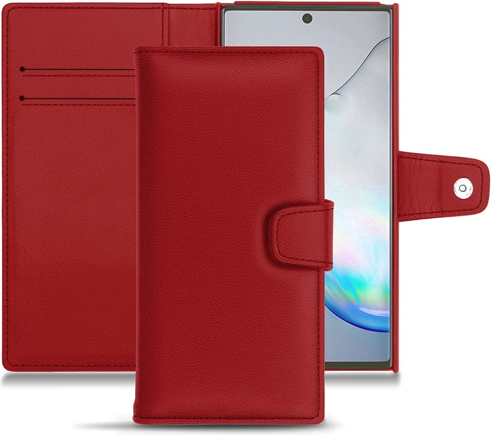 Noreve Lederschutzhülle Wallet (Samsung Galaxy Note 10+), Smartphone Hülle, Rot