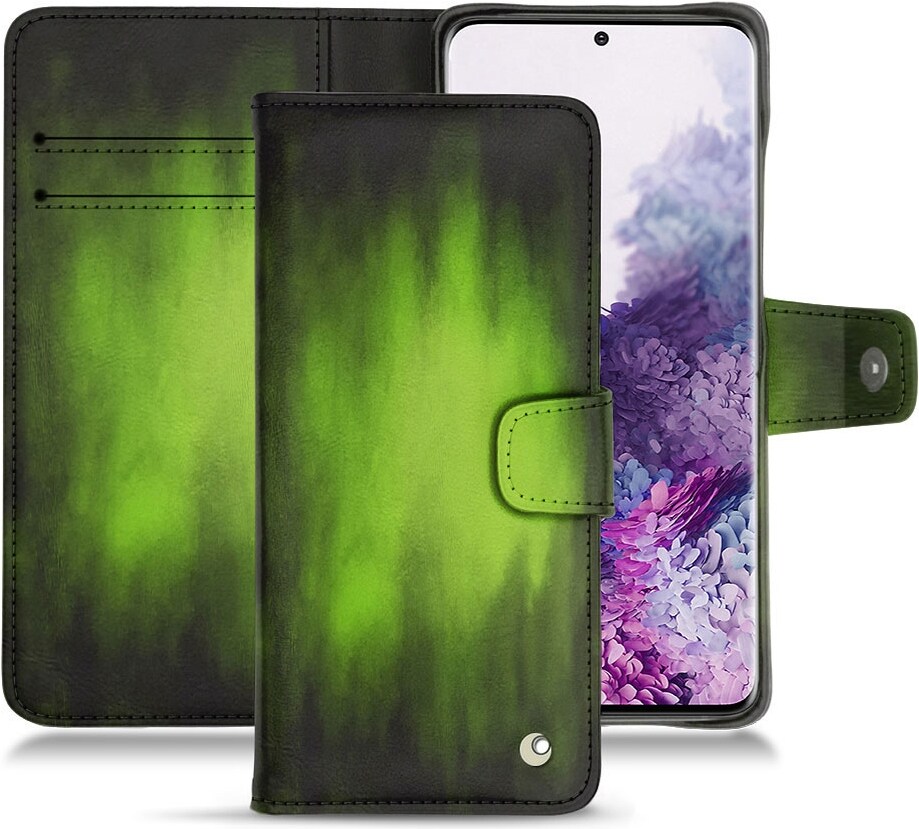 Noreve Lederschutzhülle Wallet (Galaxy S20), Smartphone Hülle, Grün