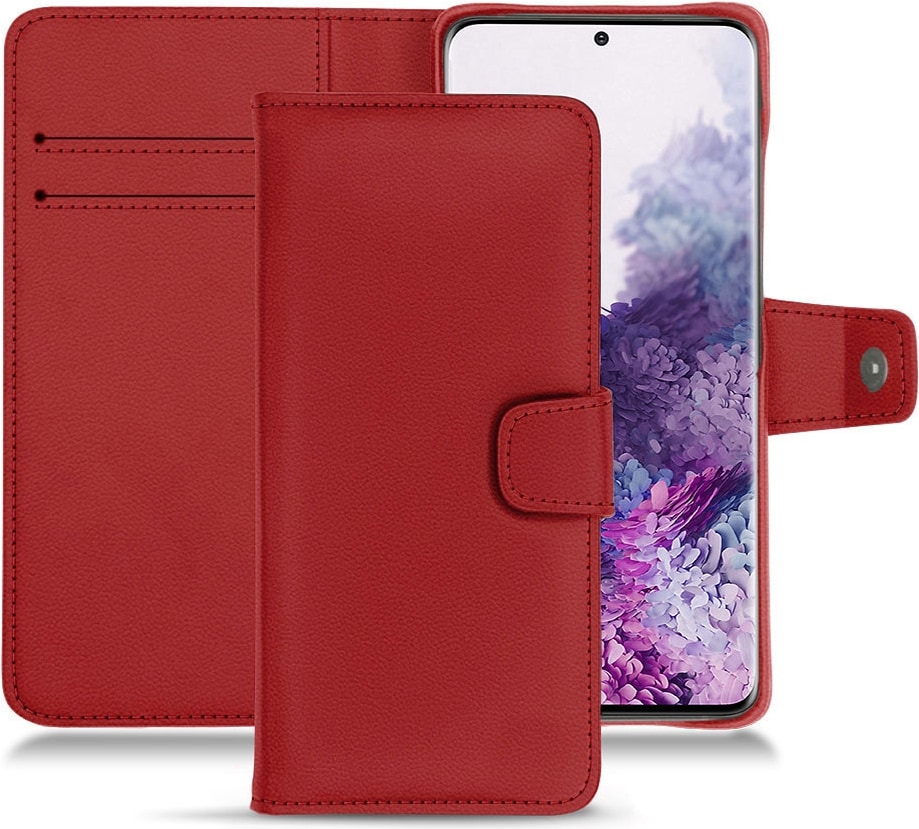 Noreve Lederschutzhülle Wallet (Galaxy S20), Smartphone Hülle, Rot