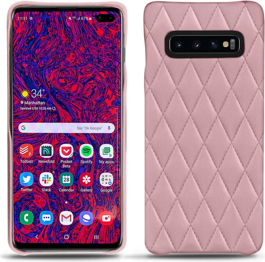 Noreve Lederschutzhülle (Galaxy S10 5G), Smartphone Hülle, Rosa