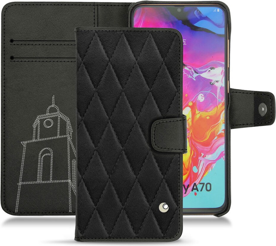 Noreve Lederschutzhülle Wallet (Galaxy A70), Smartphone Hülle, Schwarz