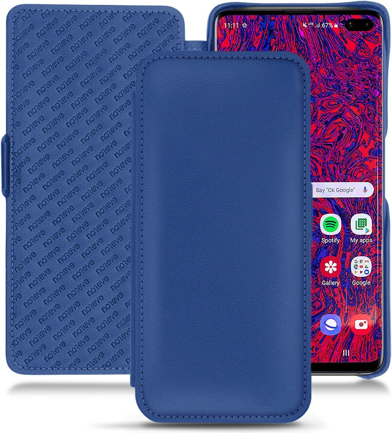 Noreve Lederschutzhülle horizontal (Galaxy S10 5G), Smartphone Hülle, Blau