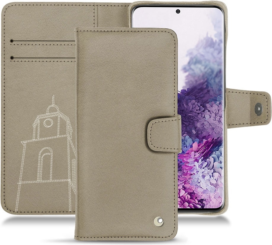 Noreve Lederschutzhülle Wallet (Galaxy S20), Smartphone Hülle, Beige