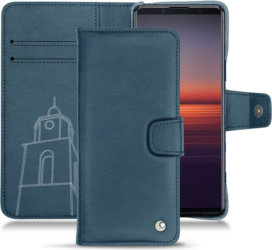 Noreve Lederschutzhülle Wallet (Sony Xperia 5 II), Smartphone Hülle, Blau