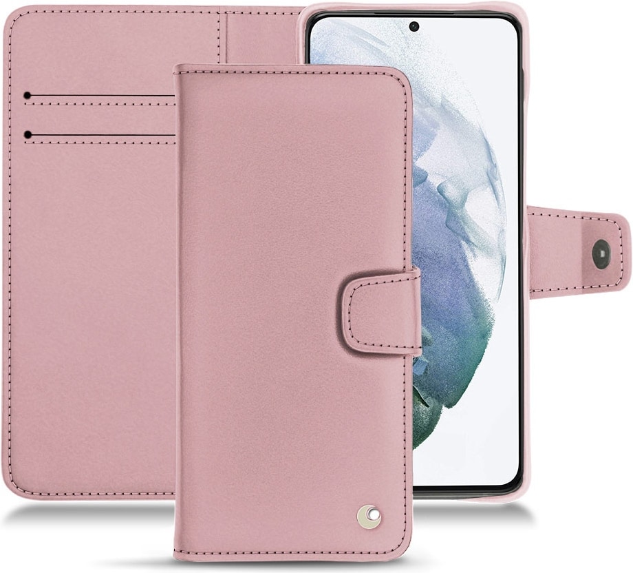 Noreve Lederschutzhülle Wallet (Galaxy S21+), Smartphone Hülle, Rosa