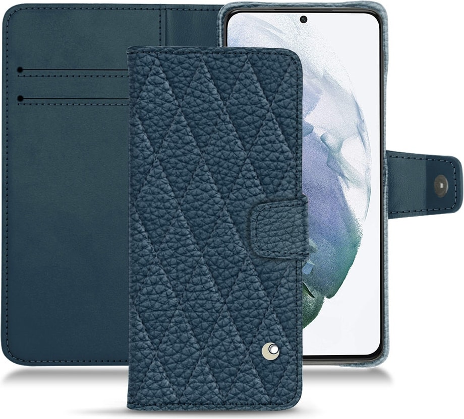 Noreve Lederschutzhülle Wallet (Galaxy S21+), Smartphone Hülle, Blau