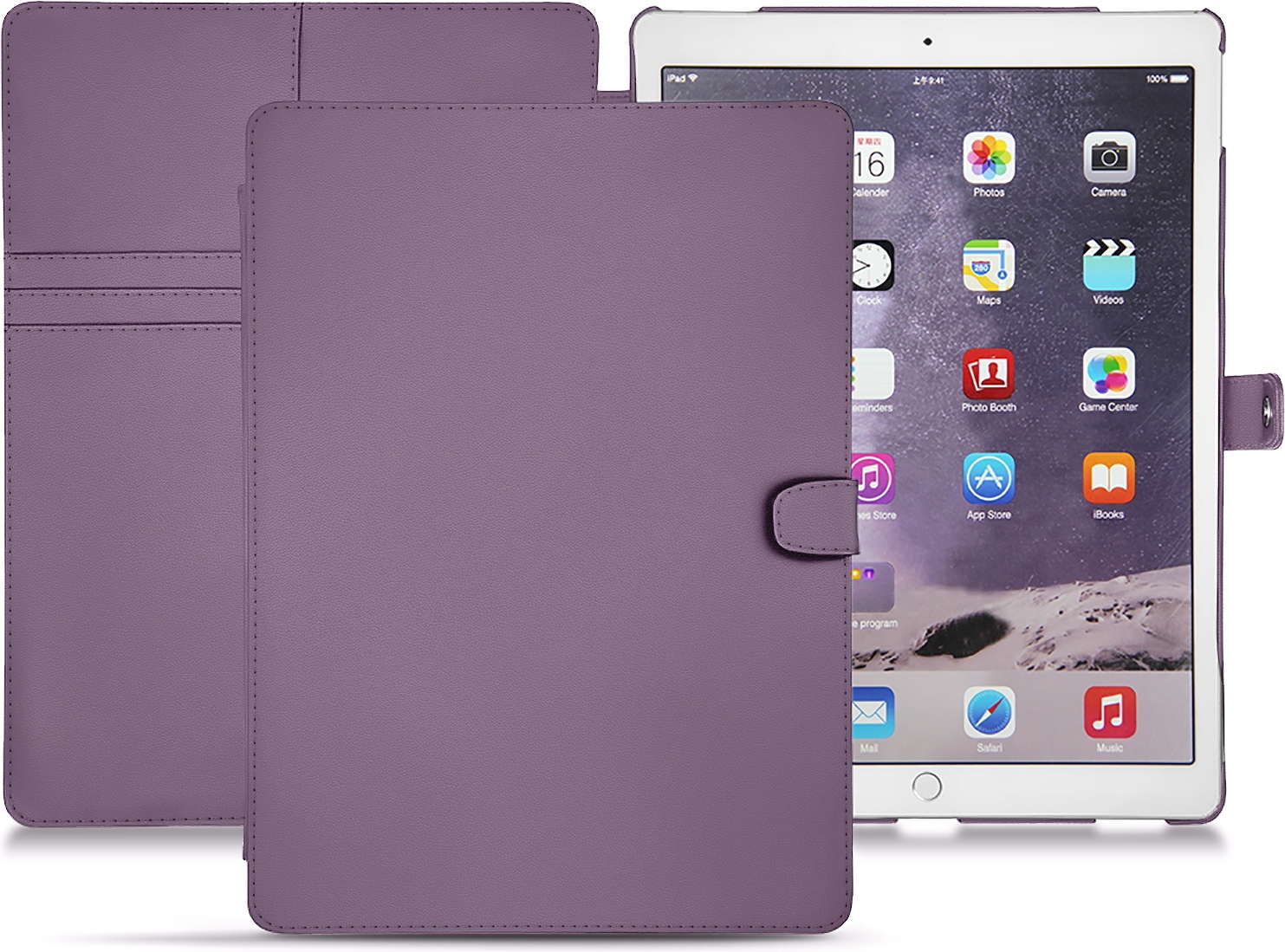 Noreve Lederschutzhülle Wallet (iPad Pro 12.9 2017 (2. Gen)), Tablet Hülle, Violett