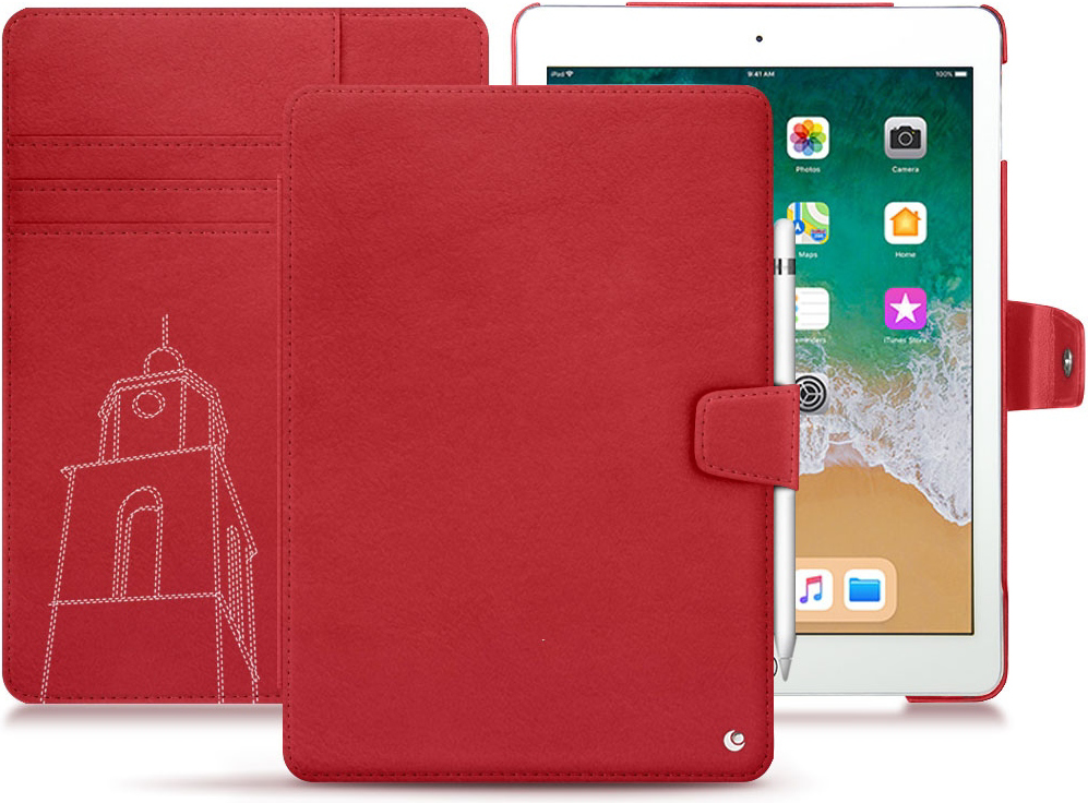 Noreve Lederschutzhülle Wallet (iPad 9.7), Tablet Hülle, Rot