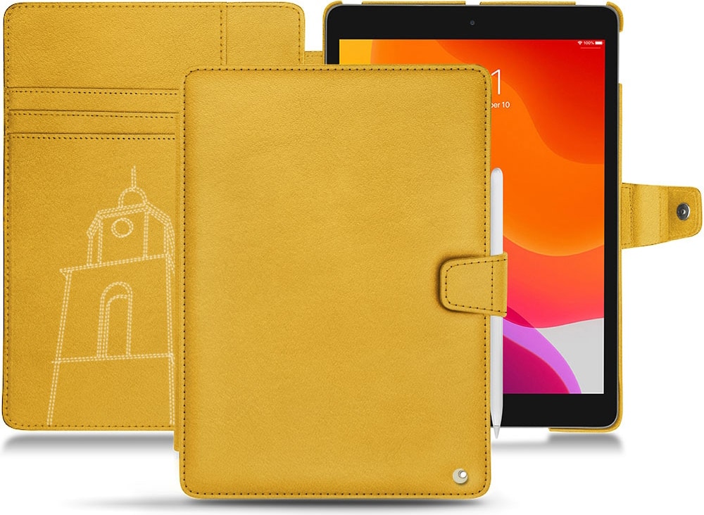 Noreve Lederschutzhülle Wallet (iPad 10.2 2019), Tablet Hülle, Orange