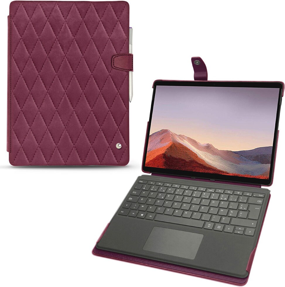 Noreve Lederschutzhülle (Microsoft Surface Pro X), Tablet Hülle, Violett