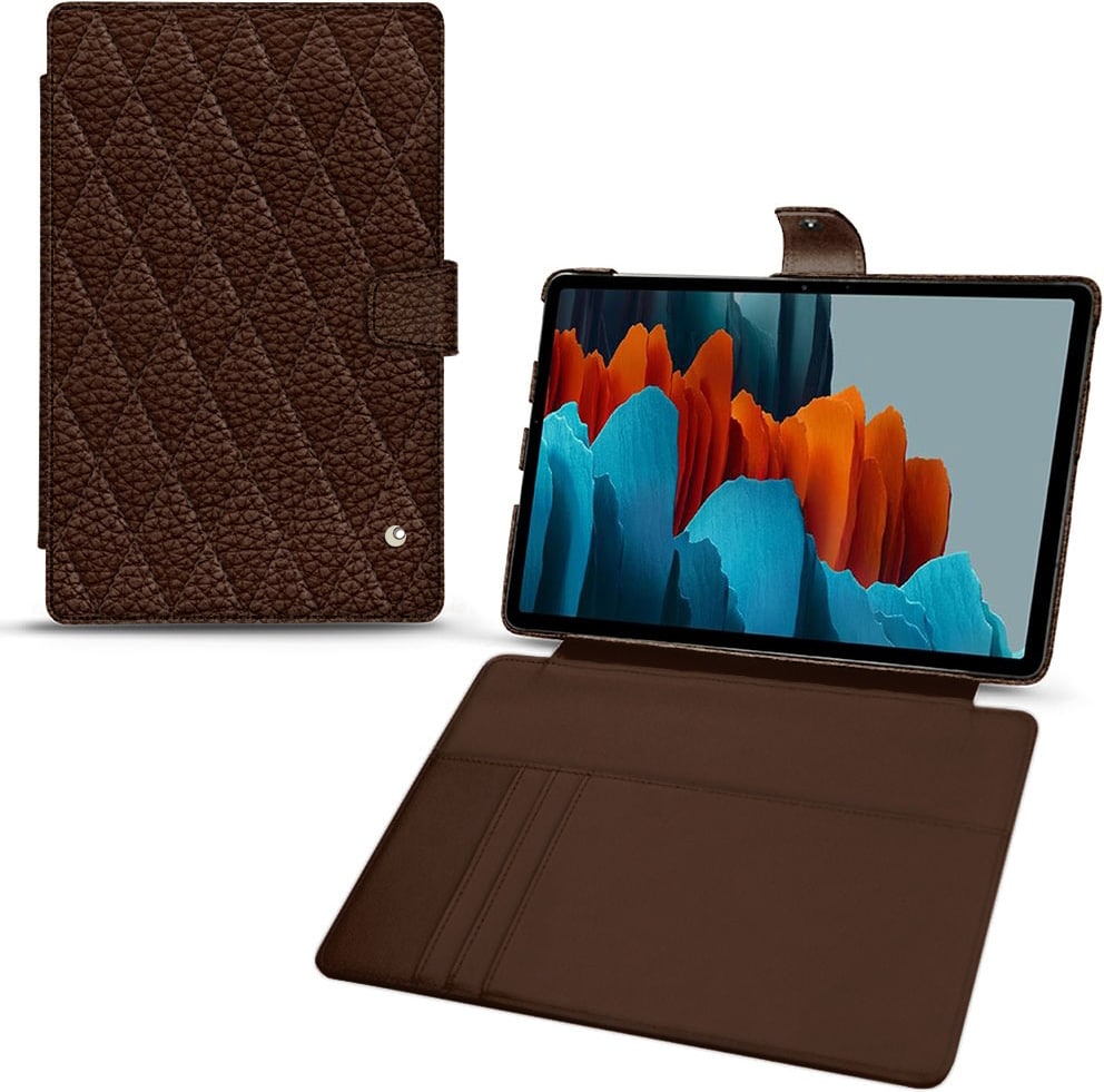 Noreve Lederschutzhülle Wallet (Galaxy Tab S7+), Tablet Hülle, Braun