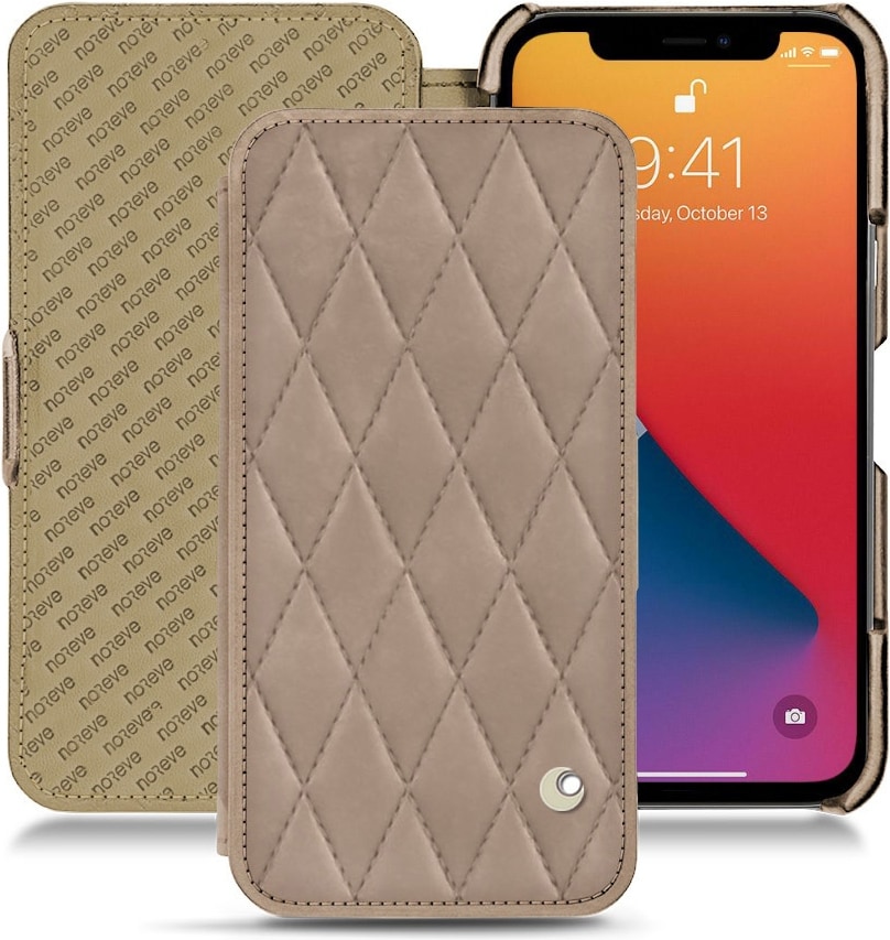 Noreve Lederschutzhülle horizontal (iPhone 13 Pro Max), Smartphone Hülle, Beige