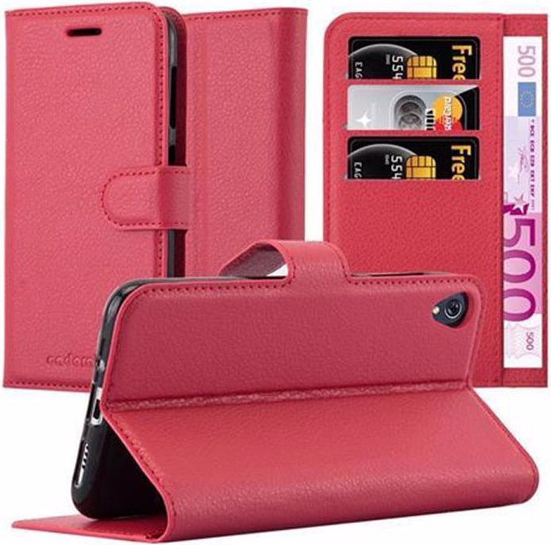 Cadorabo Book mit Standfunktion Cover (Asus Zenfone 3, Asus Zenfone Live), Smartphone Hülle, Rot