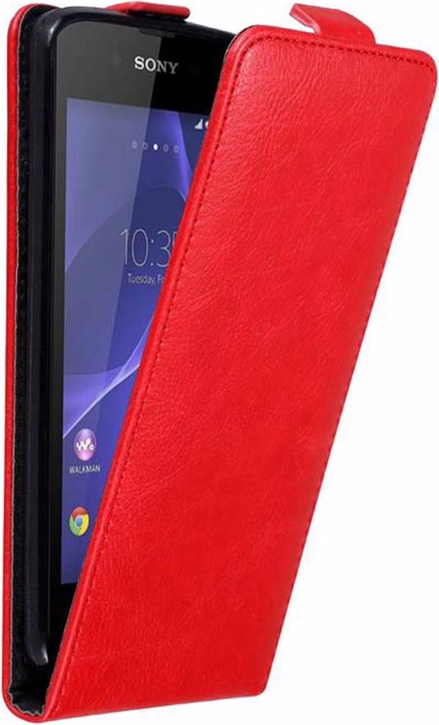 Cadorabo Flip wie Invisible Cover (Sony Xperia E3), Smartphone Hülle, Rot