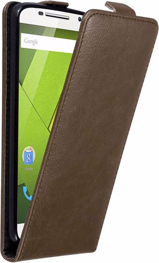 Cadorabo Flip wie Invisible Cover (Motorola Moto X Play), Smartphone Hülle, Braun