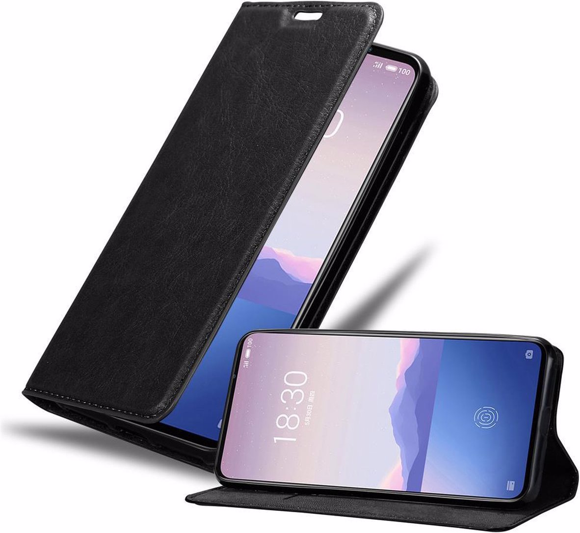 Cadorabo Book Invisible Magnet Cover (Meizu 16Xs), Smartphone Hülle, Schwarz